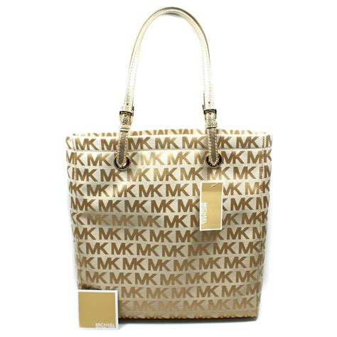 michael kors signature tote brown gold|michael kors signature purses.